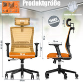 KESSER® Ergonomische Bureaustoel - Gamestoel - Office Chair - Oranje